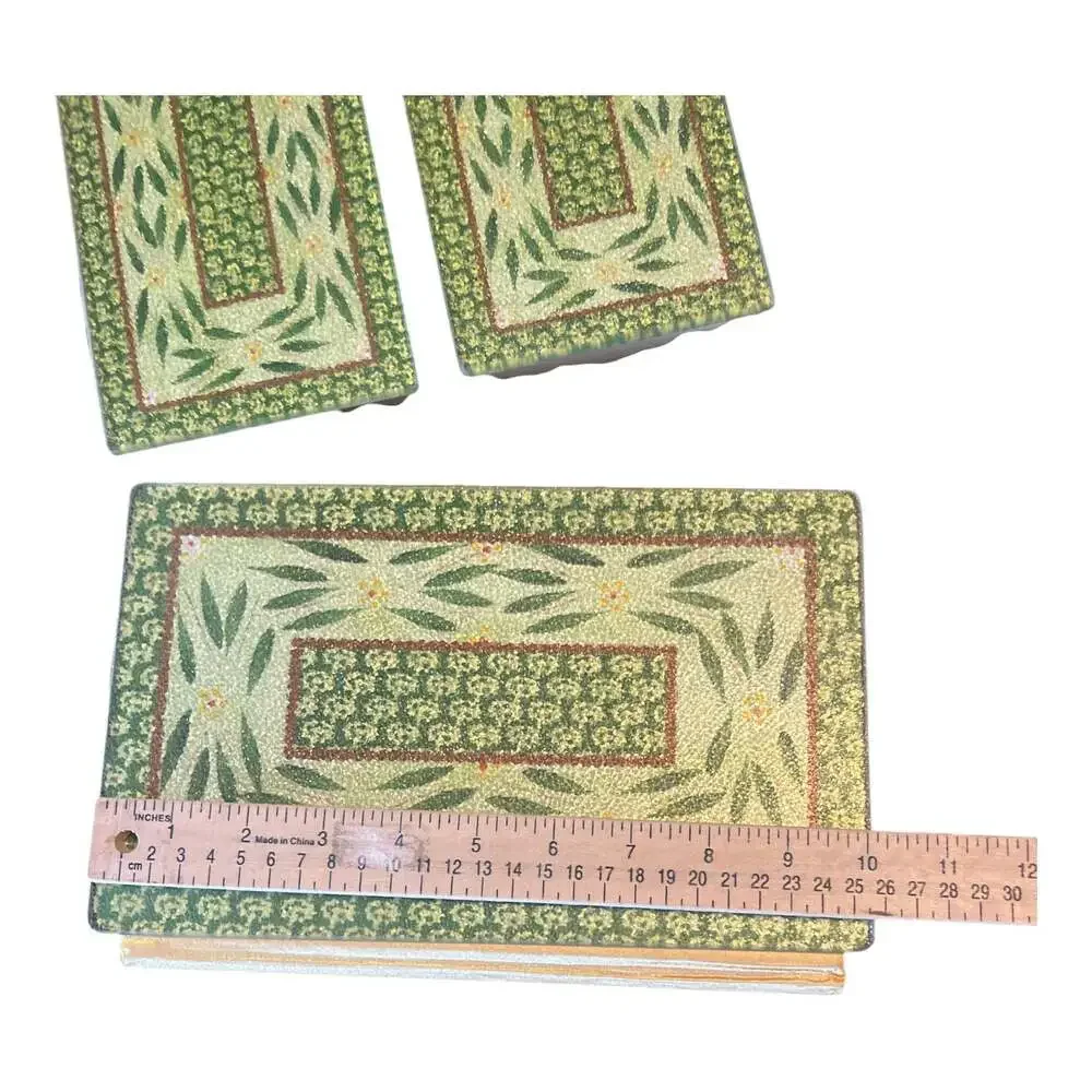 Temp-Tations Glass Trivets Old World Green Set Of 3